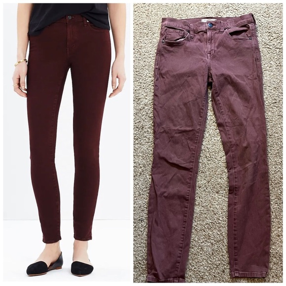 Madewell High Riser Skinny Pants Jeans Rust Red Garment-Dyed Stretch Slim Fit 26 - Picture 1 of 9
